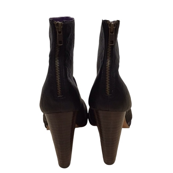 Anthropologie Gee Wa Wa Black Leather Gladiator Peep Toe Heels - Picture 6 of 9